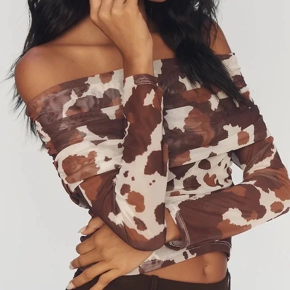 Anthropologie Maeve The Aleda Mesh Off-Shoulder Top - Picture 2 of 5